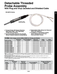 Thumbnail of document Data Sheet - ON-920TA Thermistor Probe w/Detachable Connector Assy
